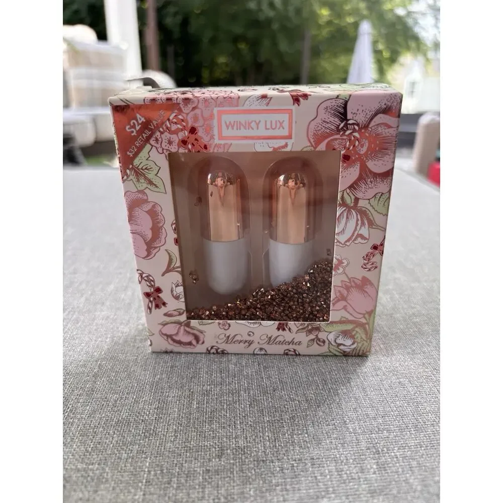Brand New Winky Lux Merry Matcha Gift Set Disc Spiced Peppermint Lip Balm